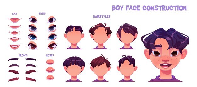 Boy face construction asian child avatar creation