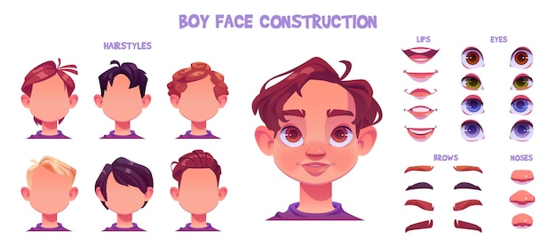 Boy face construction child avatar creation