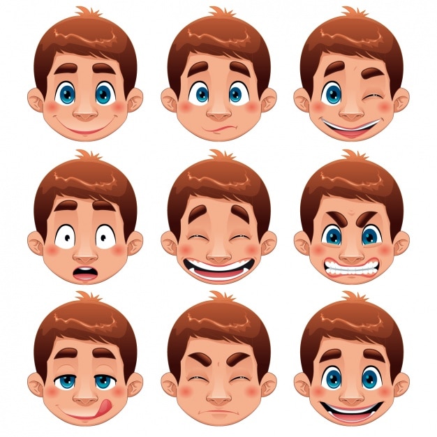 Free vector boy faces collection