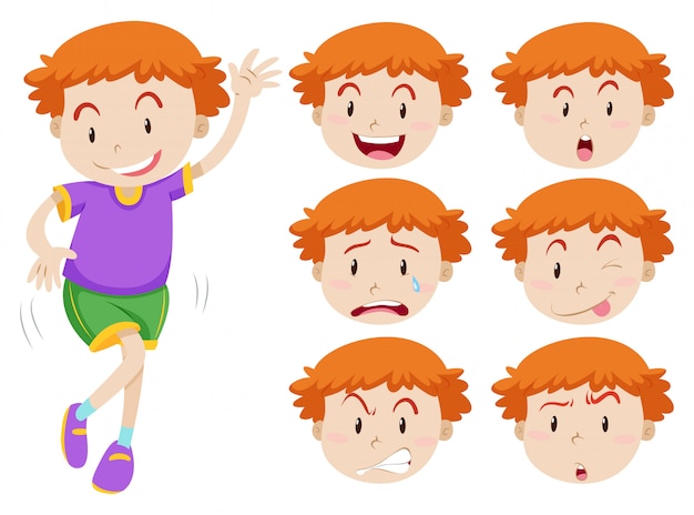 Free vector boy and facial expressions