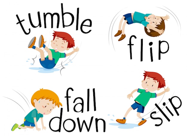 Boy flipping and falling down