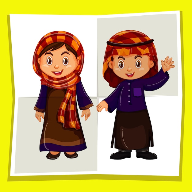 Boy and girl dressed in arabs costume