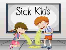 Free vector boy and girl getting sick