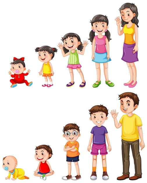 Free Vector  Boy and girl growing up