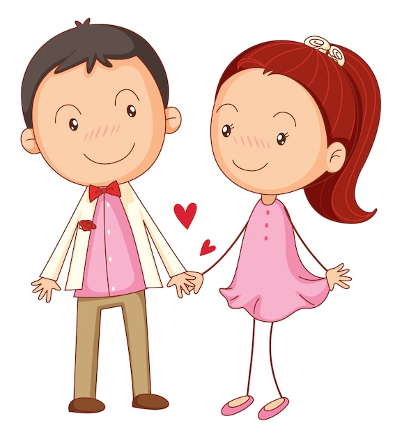 Free vector boy and a girl in love