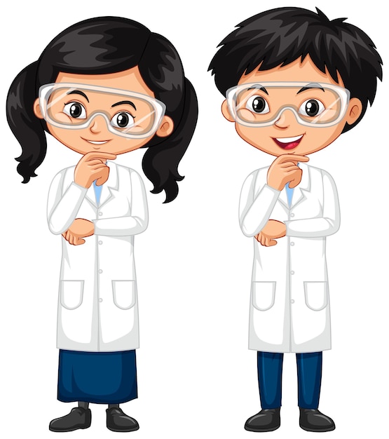 Мальчик и девочка в научном платье