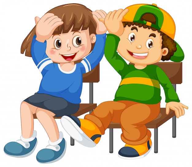 Free vector boy and girl sit on the chair