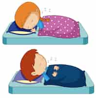 Free vector boy and girl sleeping on bed