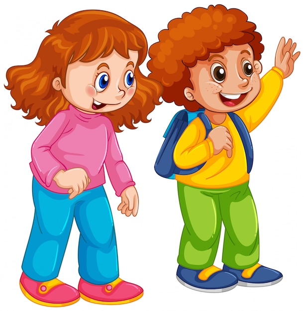Boy and girl student character