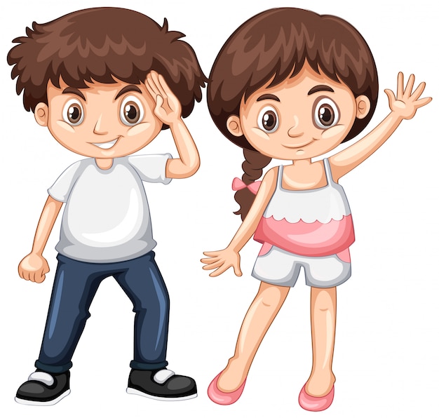 Free vector boy and girl with happy face
