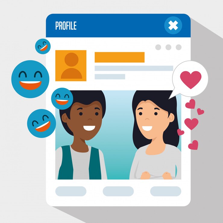 Free Vector boy and girl with social chat profile