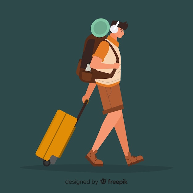 Free vector boy going on a trip background