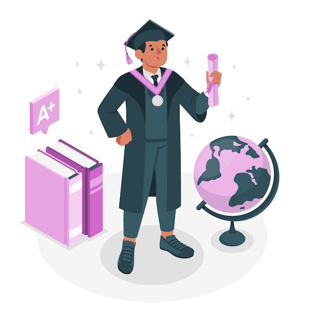 Free vector boy on graduation  concept illustration