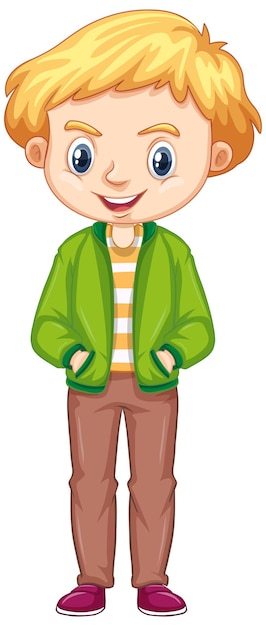 Free vector boy in green jacket on white background