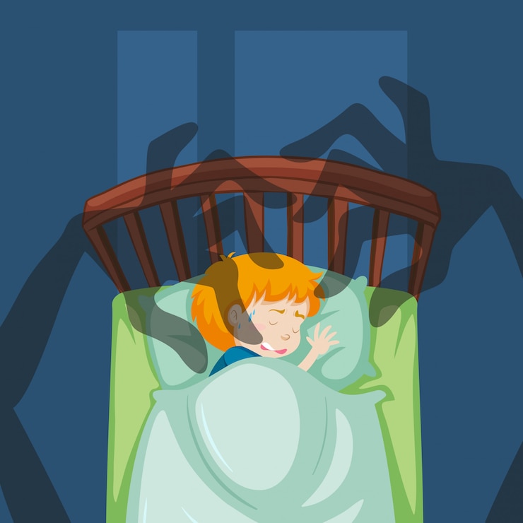 Free Vector a boy having a nightmare