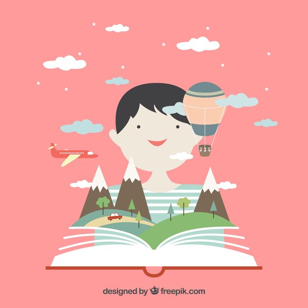 Boy imagination illustration