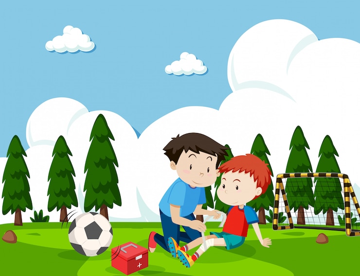 Free Vector boy injured from football