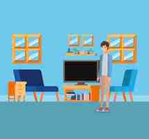 Free vector boy in living room