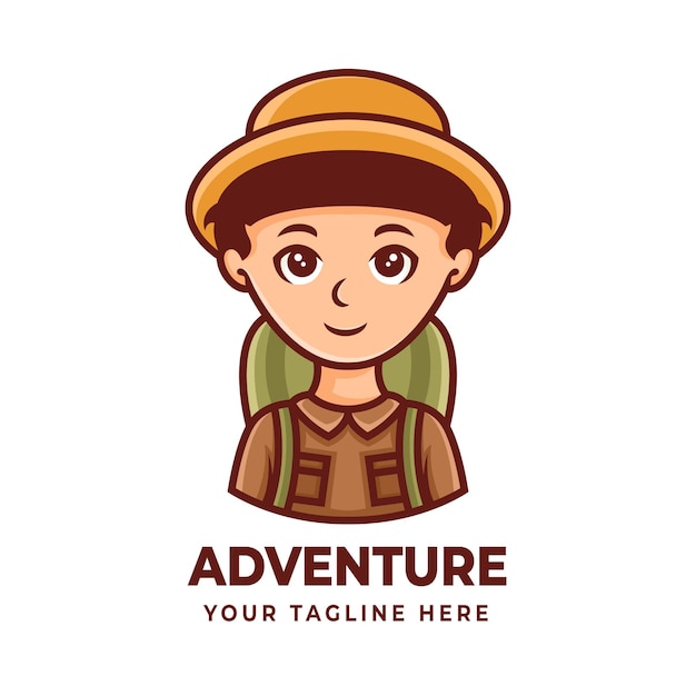 The boy mascot character design for adventure or hiking logos