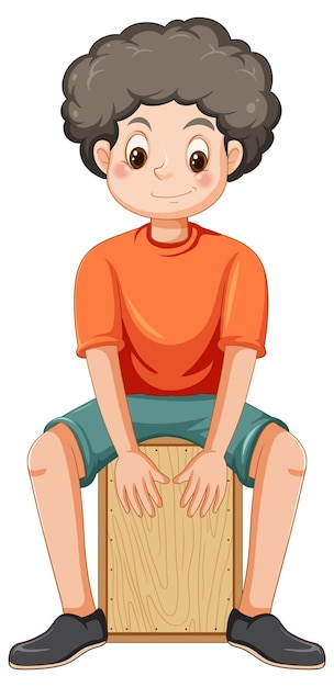 Boy playing cajon drum vector