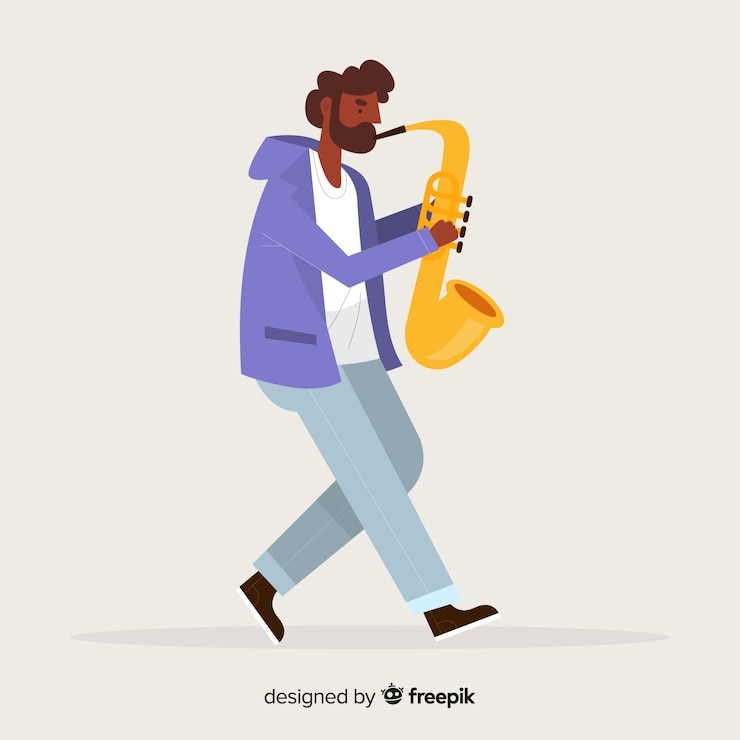 Free Vector boy playing the saxo background