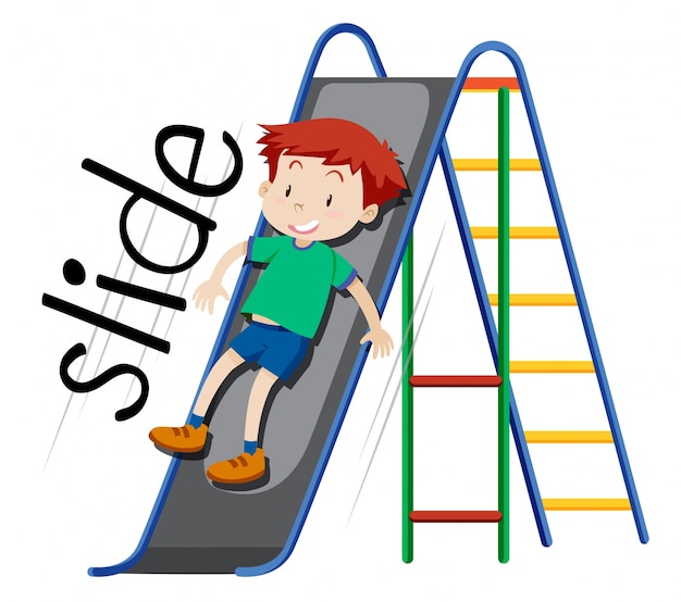 Boy playing on slide