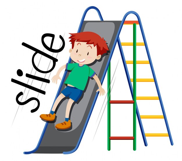 Boy playing on slide