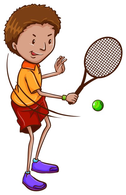 A boy playing tennis