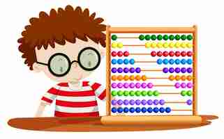 Free vector boy playing with abacus