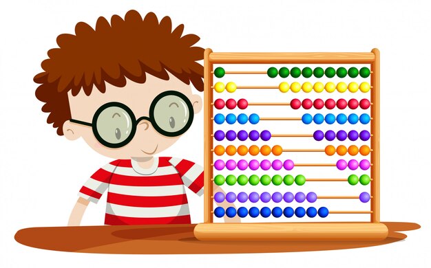 Boy playing with abacus