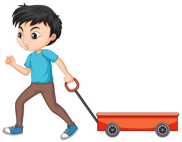 Free vector boy pulling wagon