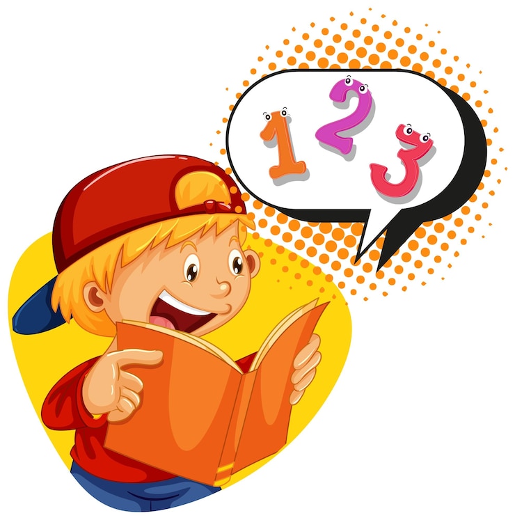 Free Vector boy reading book of math