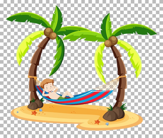 Free vector boy relaxing on the hammock