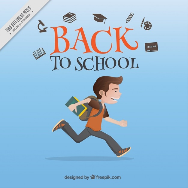 Free Vector  boy running to go to school background 