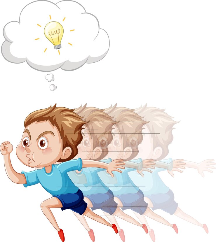 मुफ़्त वेक्टर a boy running and thinking on white background