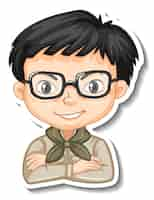 Free vector boy in safari costume cartoon character sticker