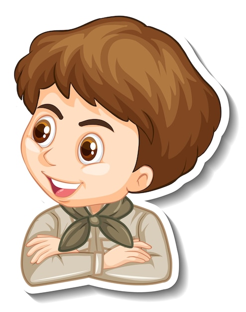 Boy in safari costume cartoon character sticker