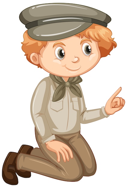 Free vector boy in safari costume on white