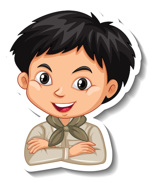 Free vector boy in safari outfit cartoon character sticker