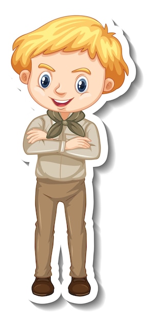 Boy in safari outfit cartoon character sticker