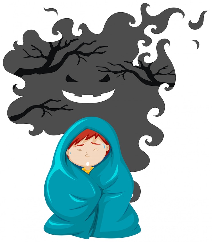 Free Vector a boy scare of ghost