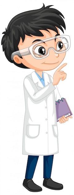 Free vector boy in science gown on isolated