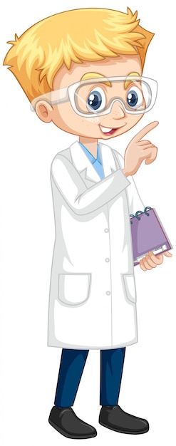 Free vector boy in science gown on isolated