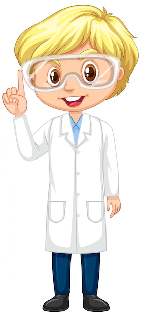 Free vector boy in science gown on white