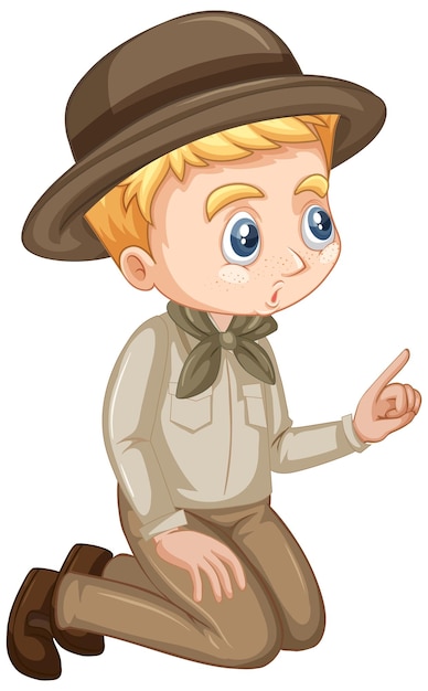 Boy in scout uniform on isolated background