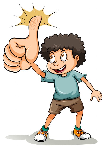 A boy showing his thumb