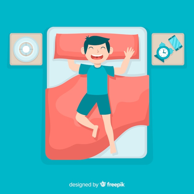 Free vector boy sleeping in bed