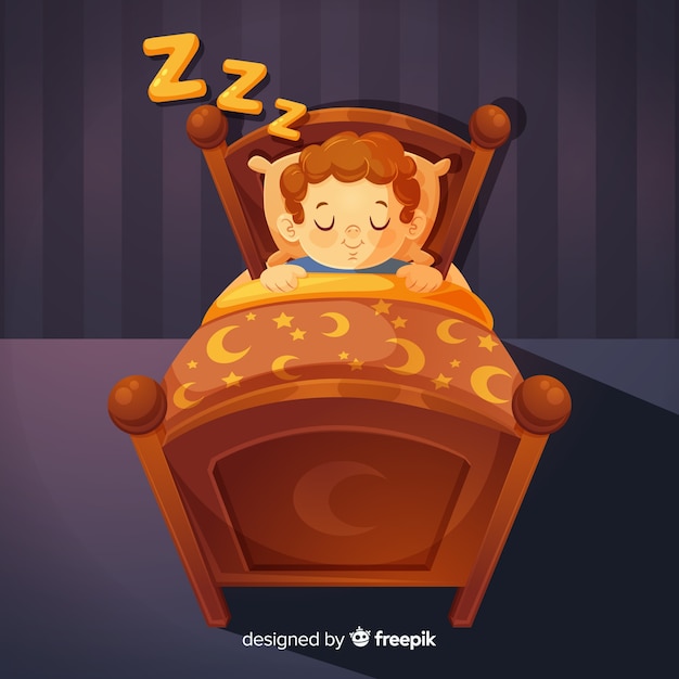 Free vector boy sleeping in bed