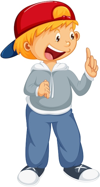 A boy standing cartoon character on white background