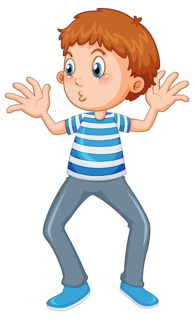 Vettore gratuito un ragazzo in posizione eretta personaggio dei cartoni animati